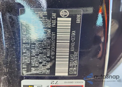 2010 Toyota Camry Xle z USA, uszkodzony, nr VIN 4T1BF3EK6AU510281